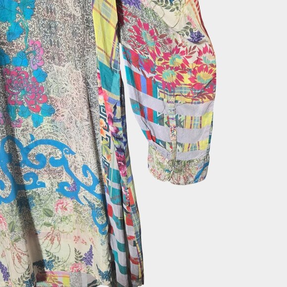 Johnny Was Long Sleeve Tunic Dress L Patchwork Artsy Eclectic Boho Festival - Picture 4 of 14